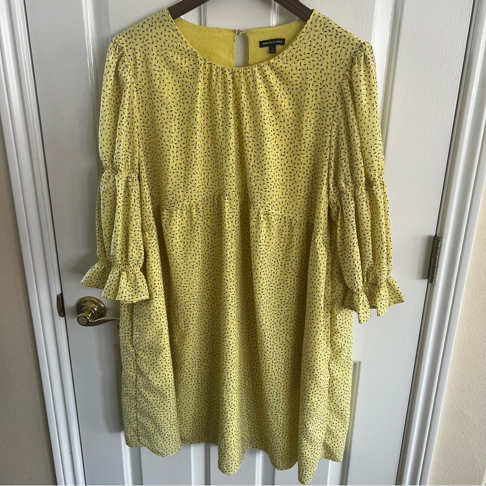 Who What Wear Yellow Patterned Dress.  Size Large.